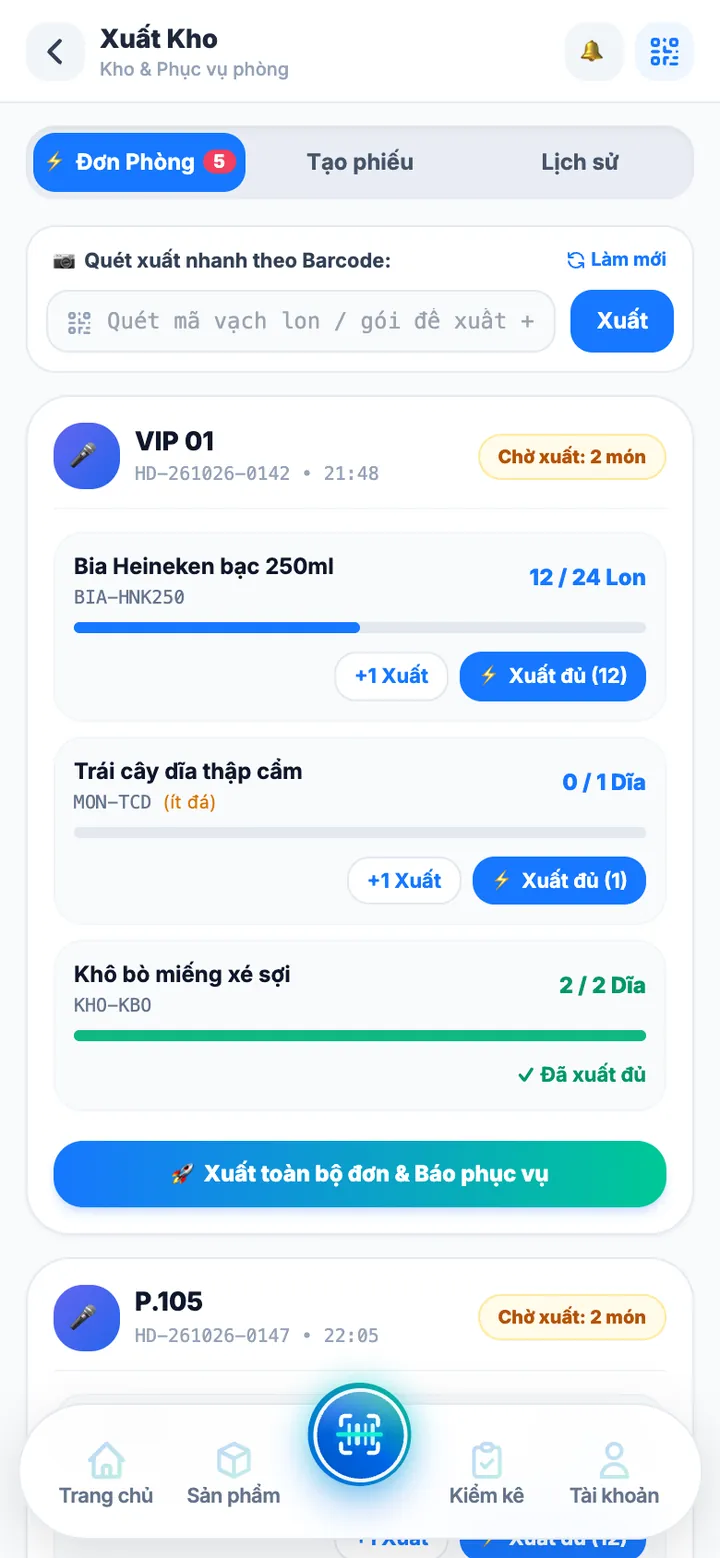 Màn hình xuất kho bán và tiêu hao